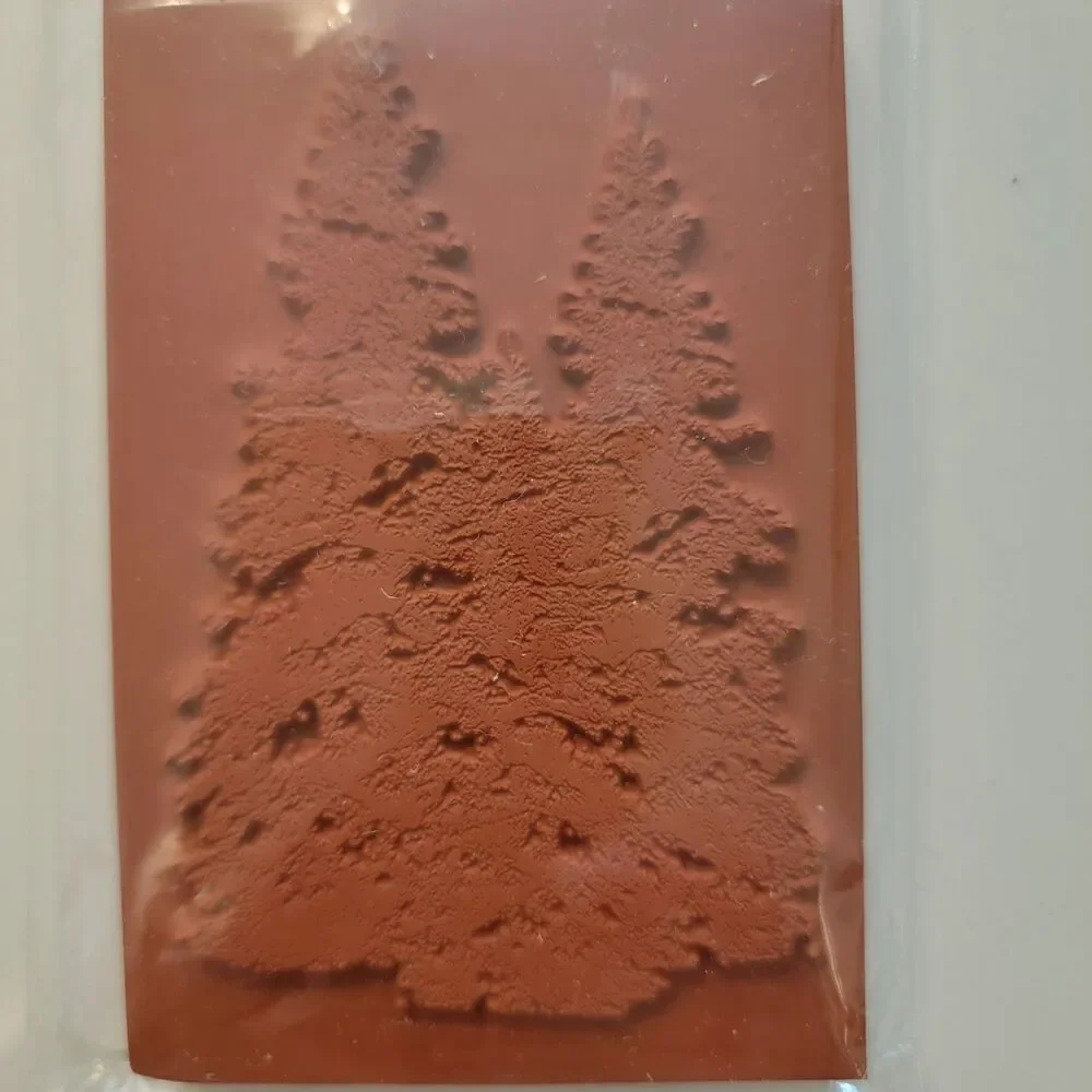 Deep Red WINTER PINES Rubber Cling Stamp SKU 3X505165 Snowy Christmas Trees NEW